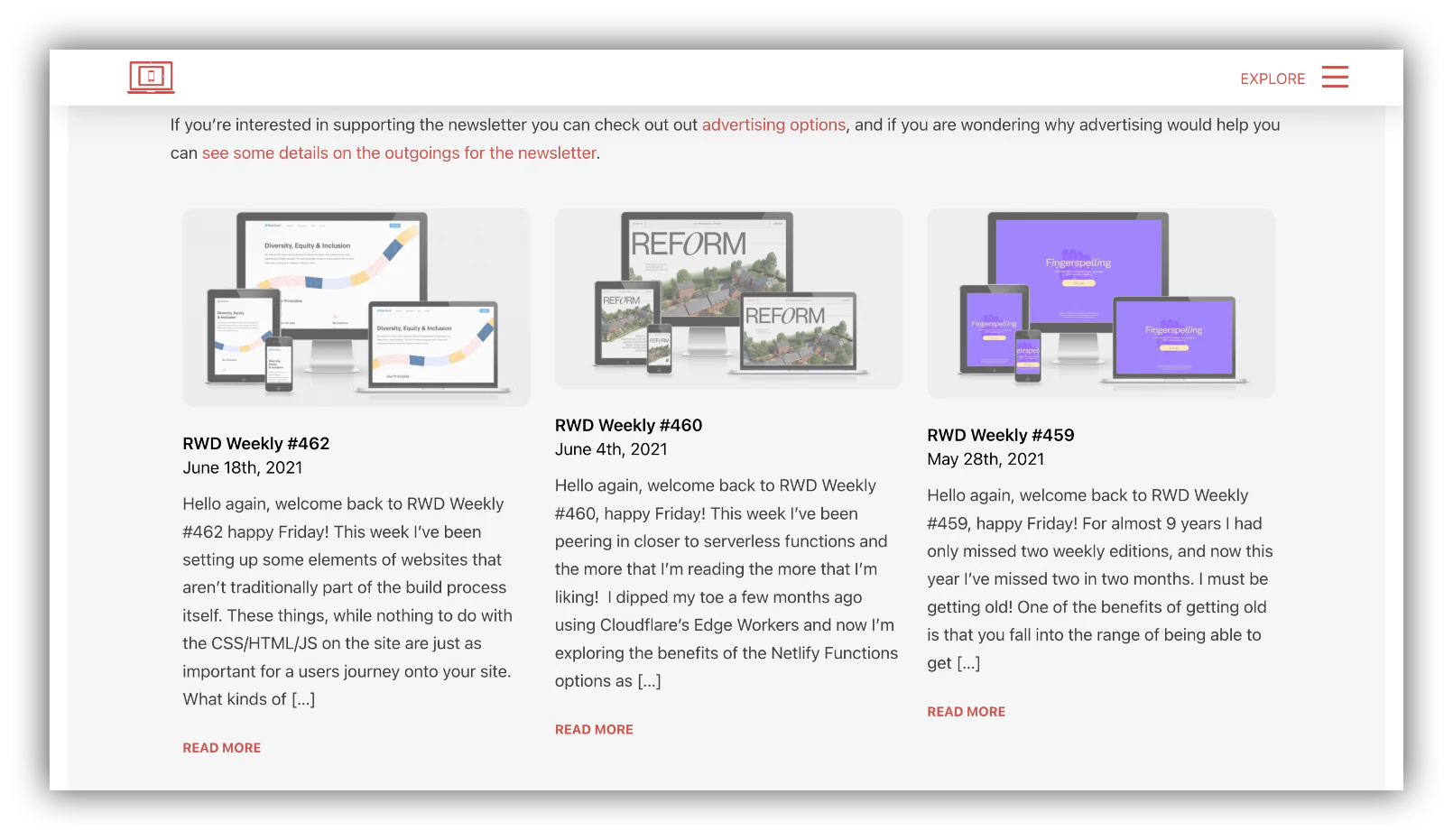 Responsive Design Weekly newsletter