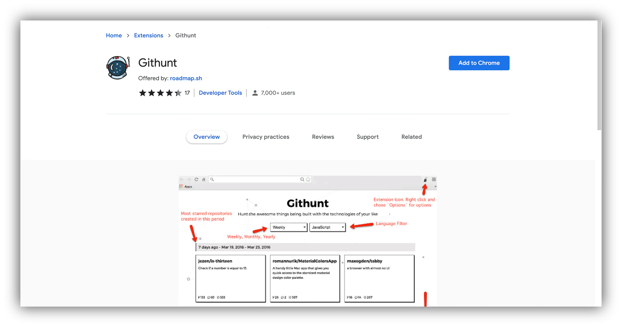 Githunt homepage