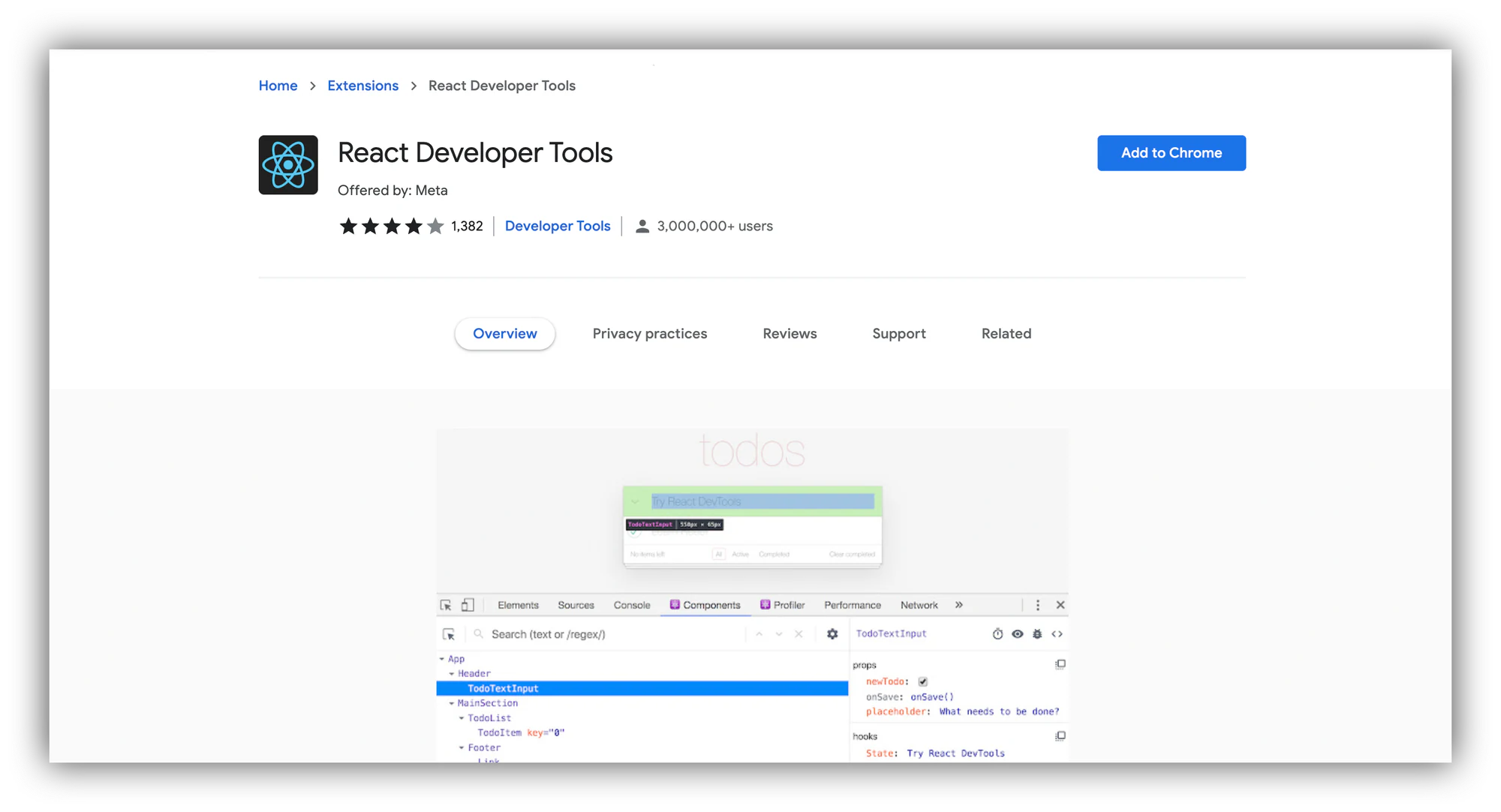 React Developer Tools chrome extension