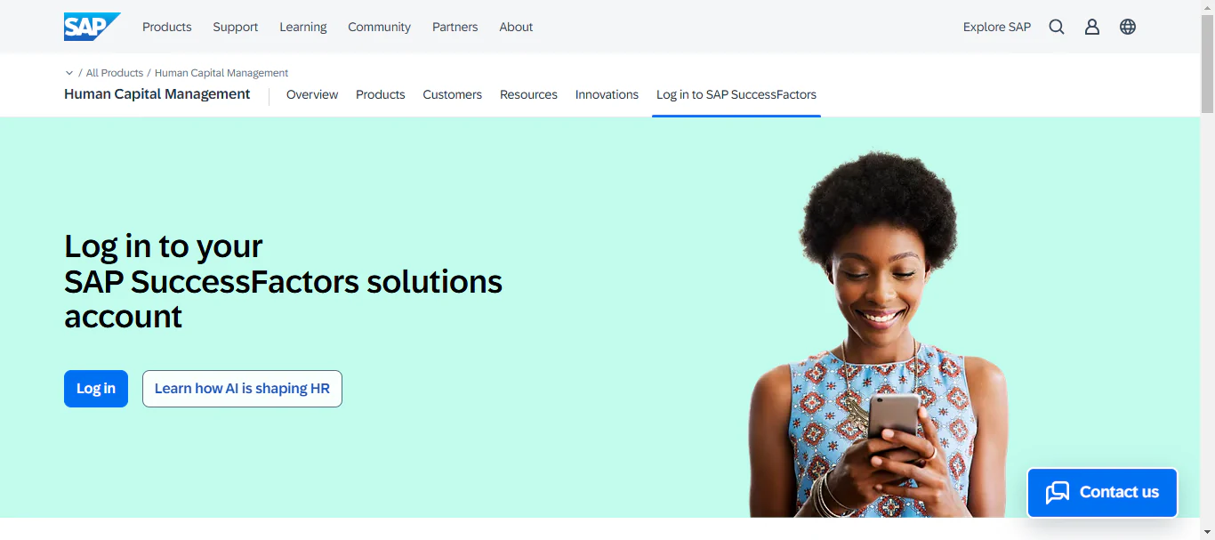 SAP SuccessFactors Human Capital Management login page