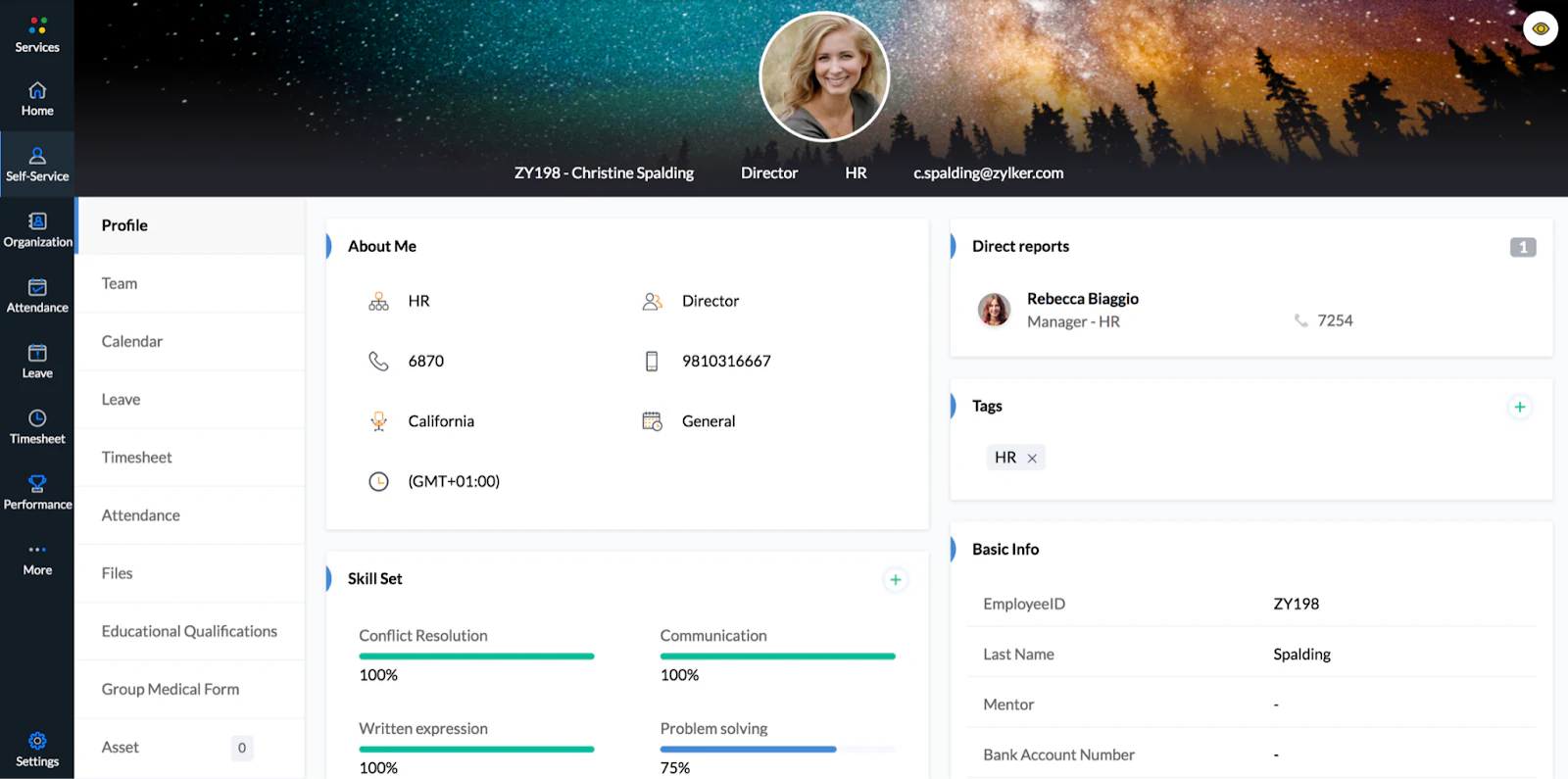 Zoho people HR management platform