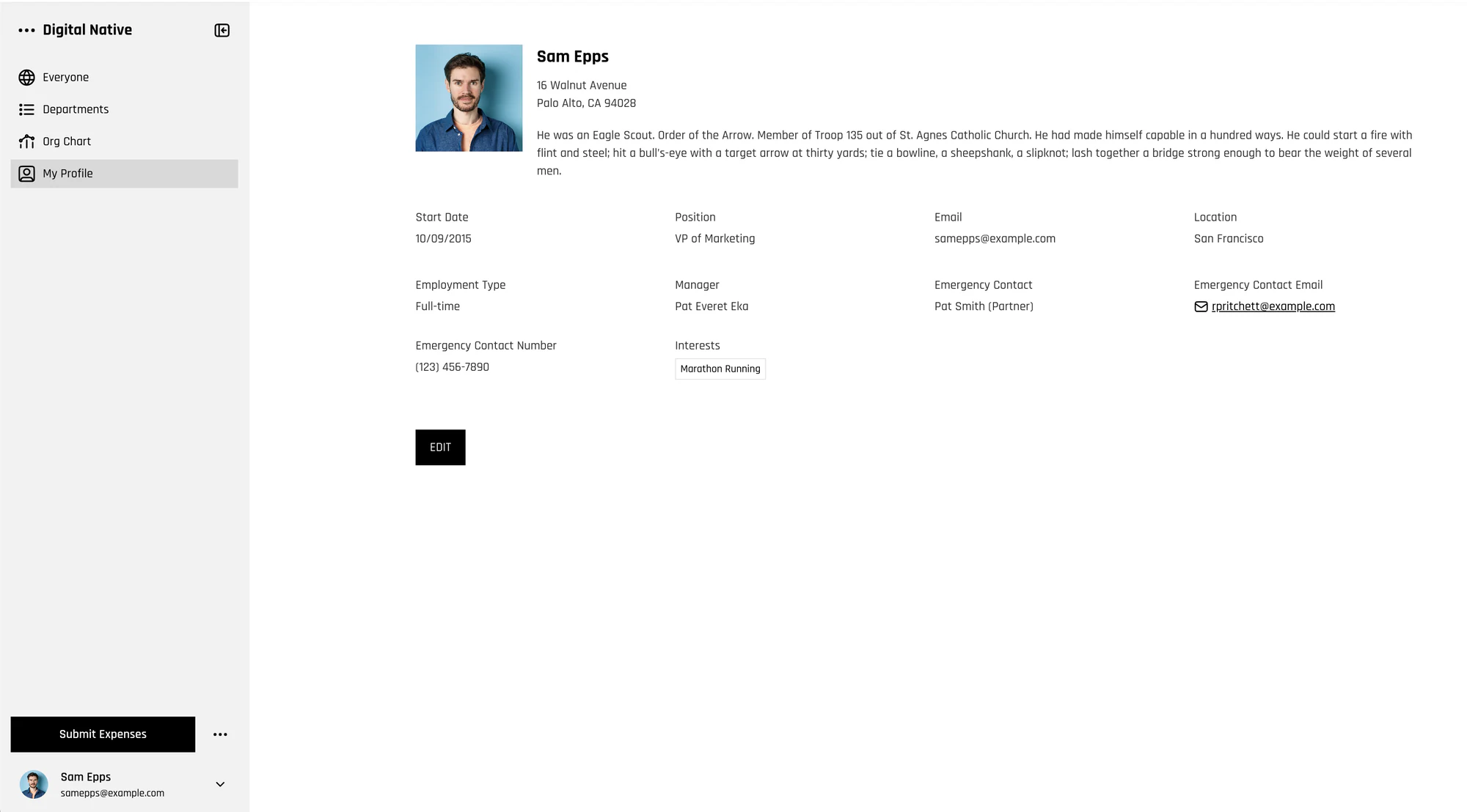 Softr employee directory app showing CRUD functionality like adding, editing, and deleting records