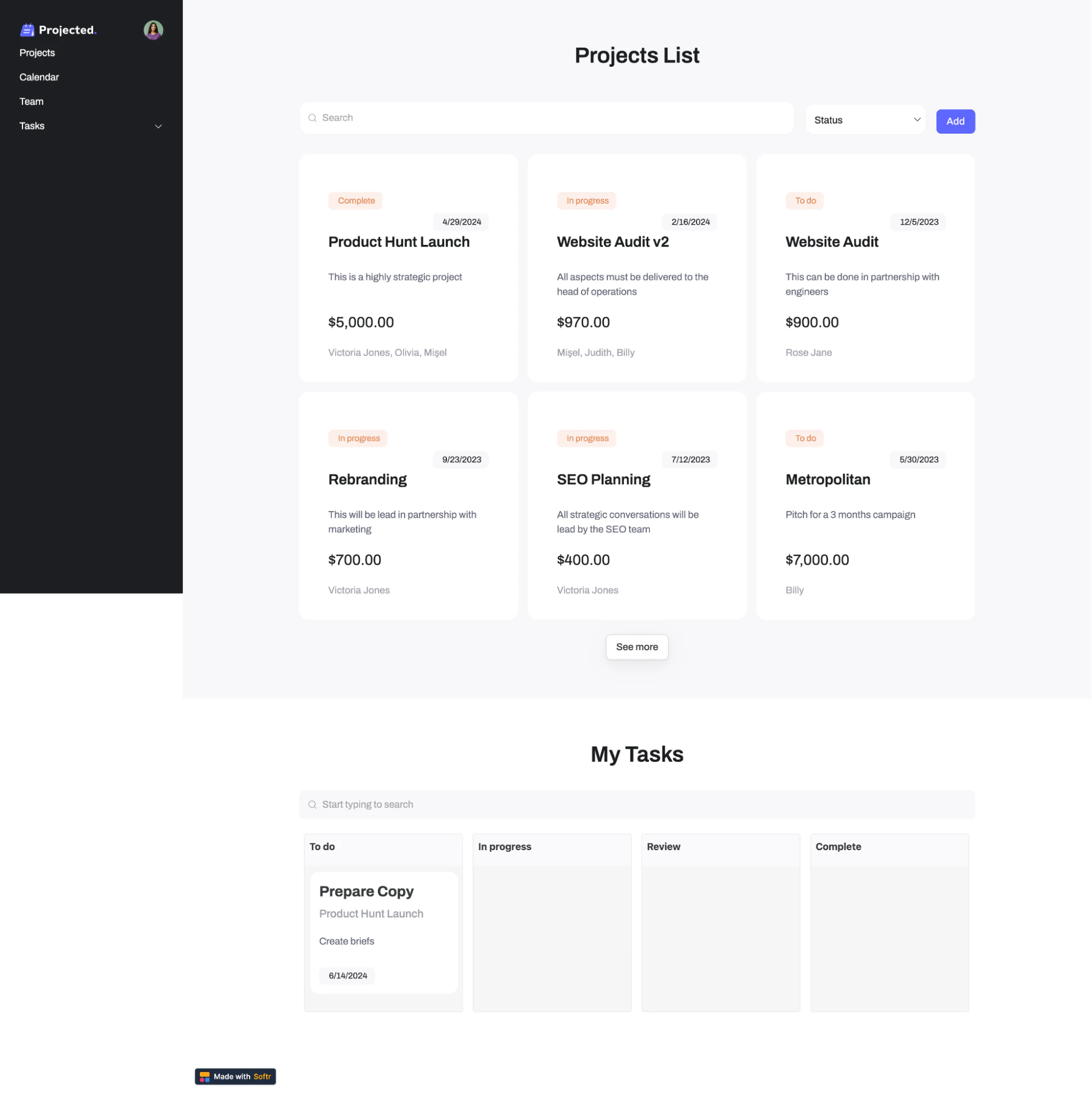 Project management intranet