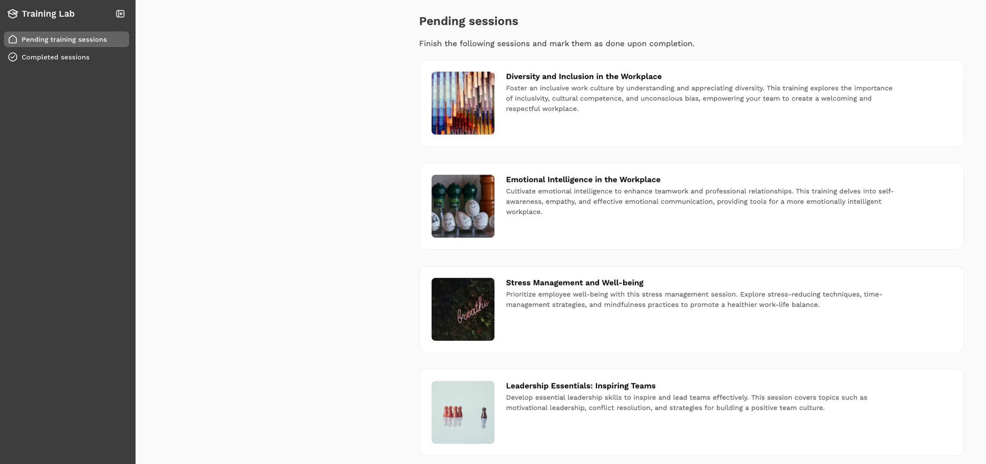 Softr training and onboarding wiki listing pending training sessions with descriptions