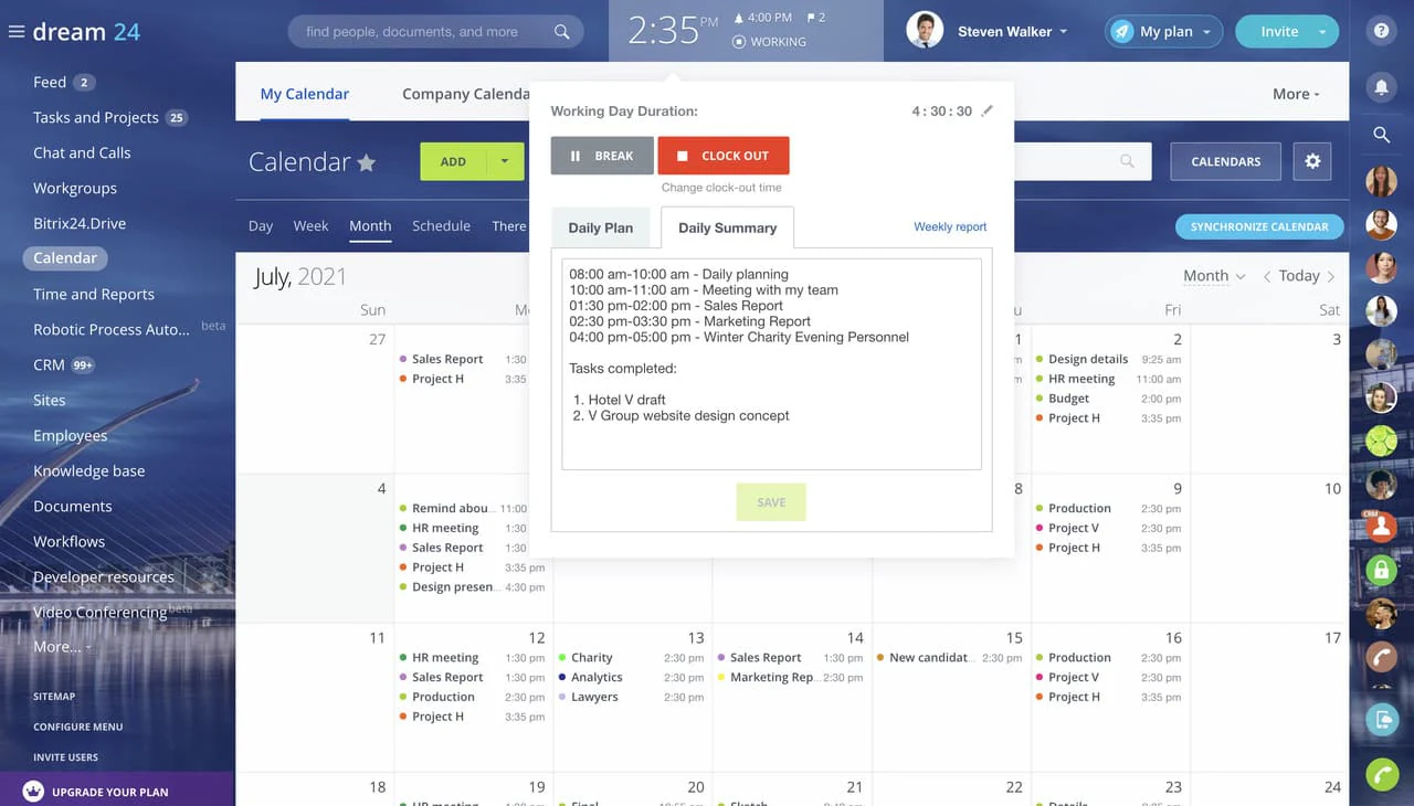 Screenshot of a collaborative employee portal