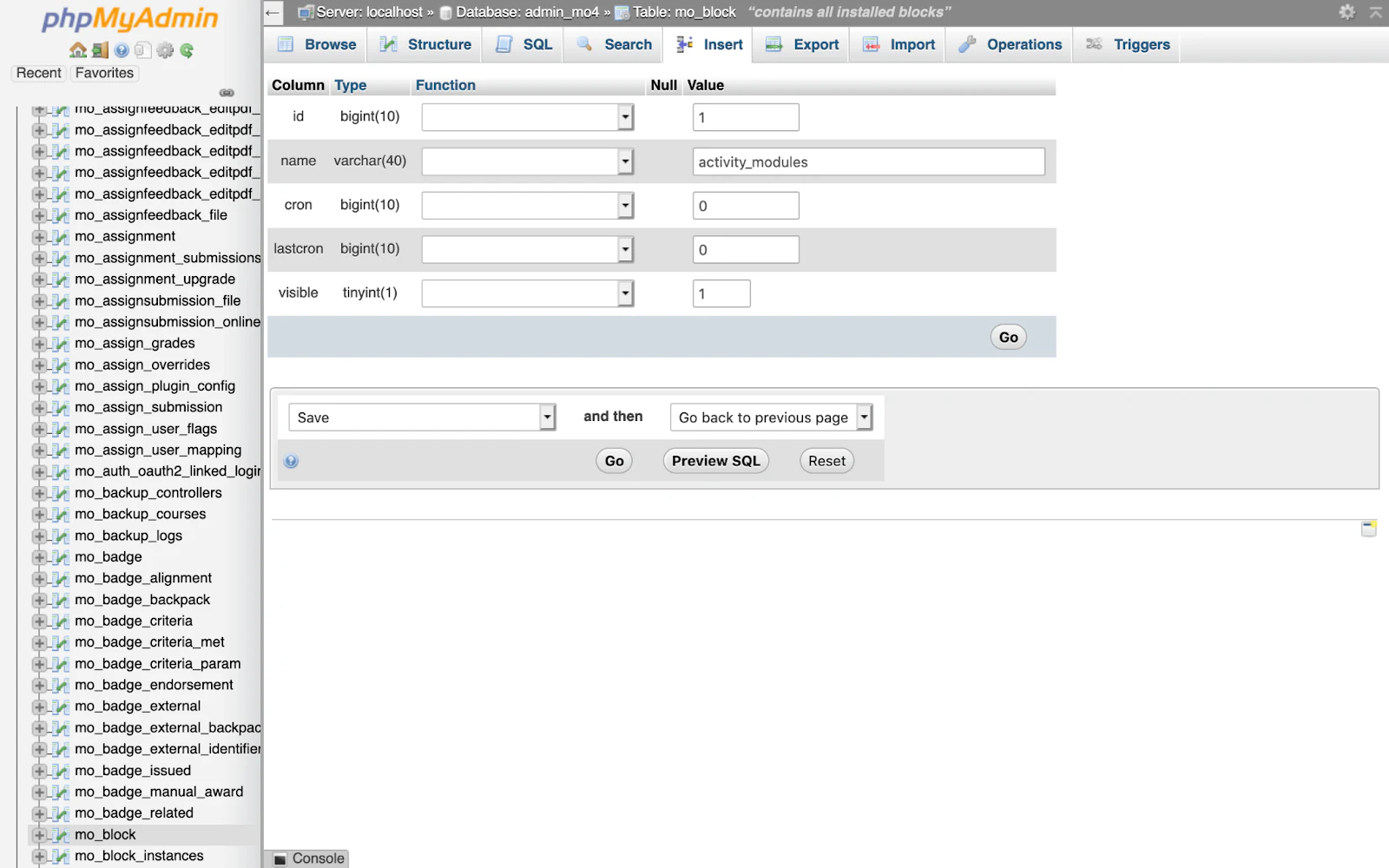 phpMyAdmin MySQL GUI frontend builder