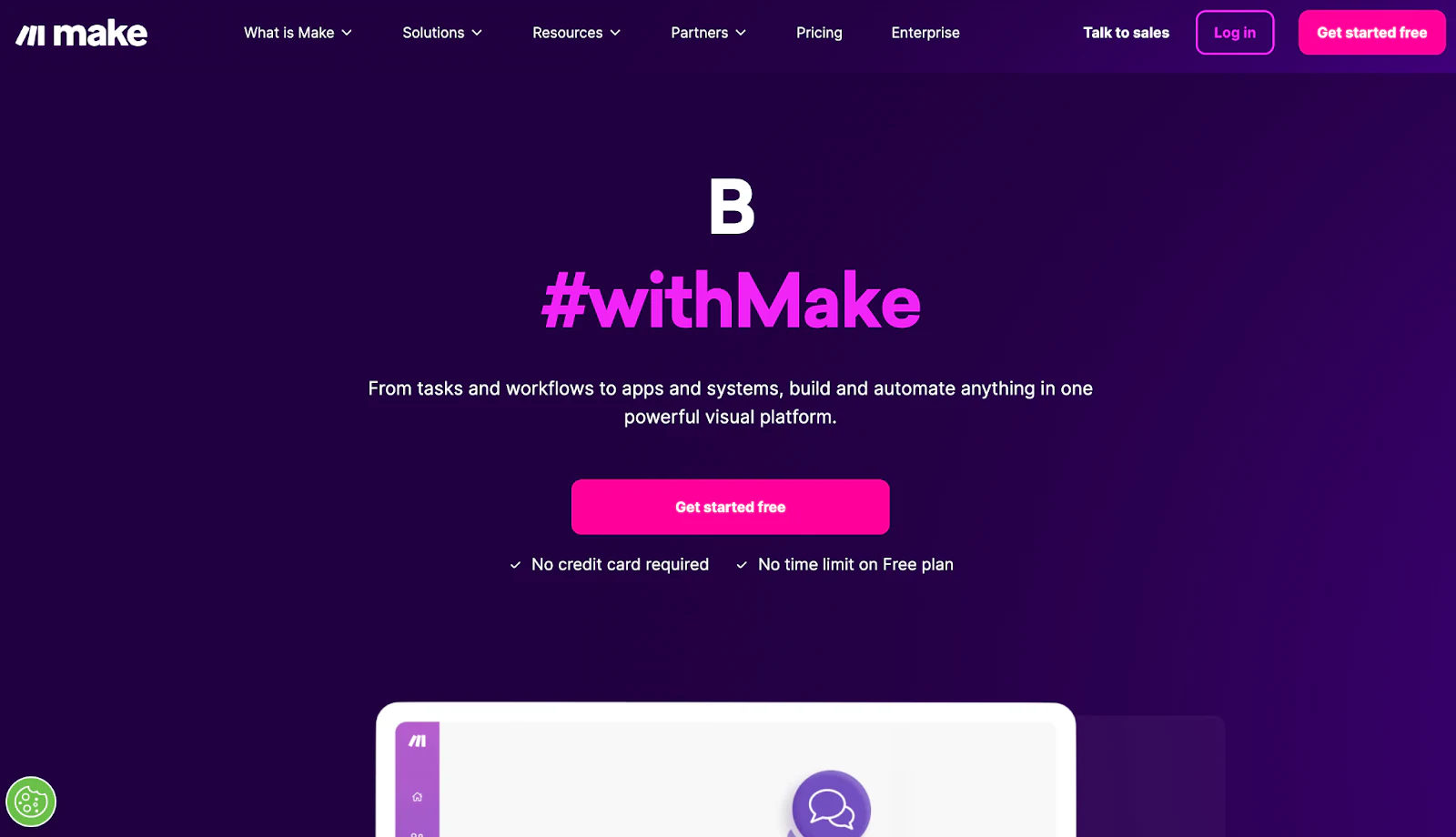 Make's visual scenario builder connecting multiple apps with modules