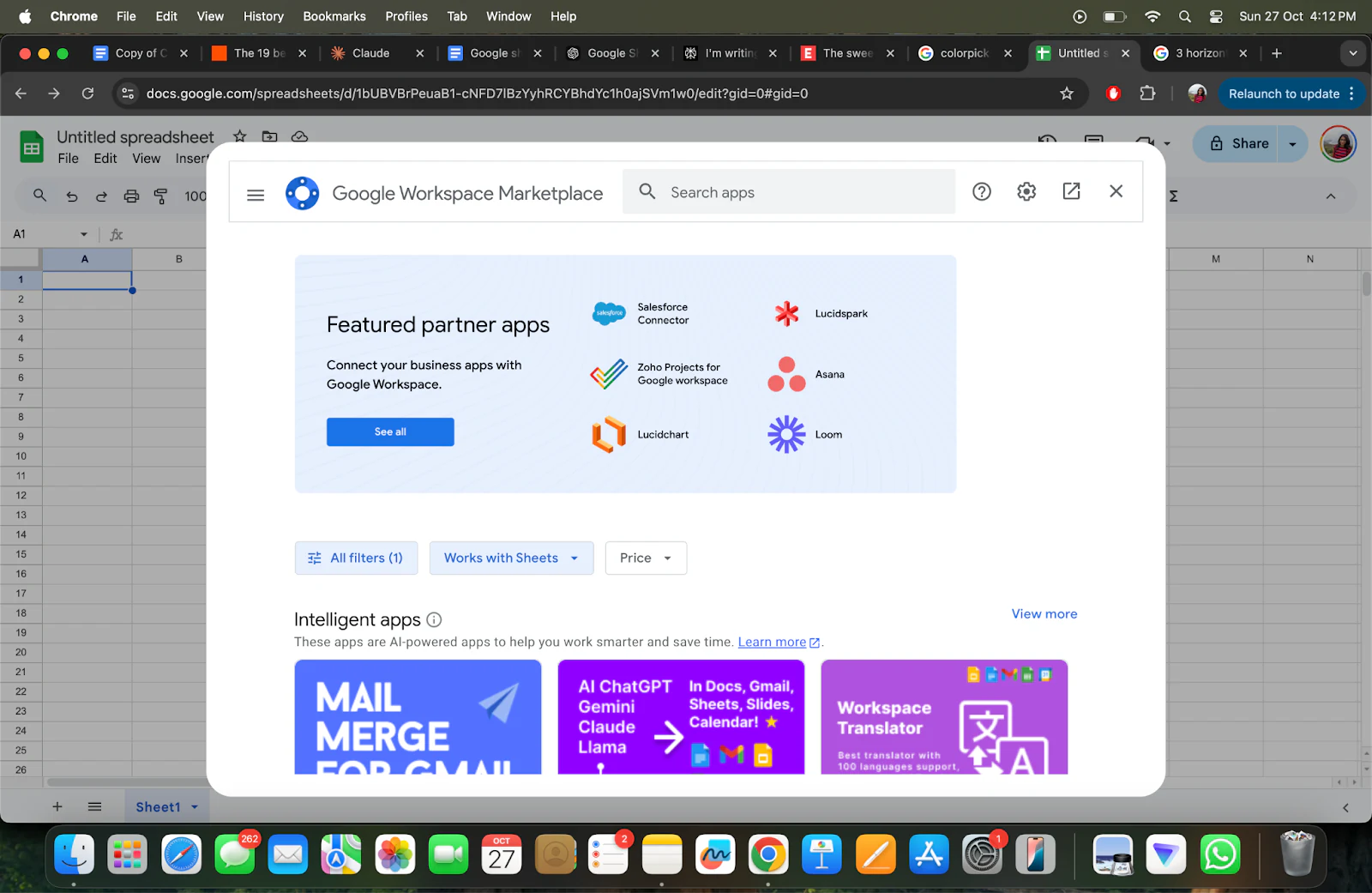 Google Workspace Marketplace homepage showing featured partner apps