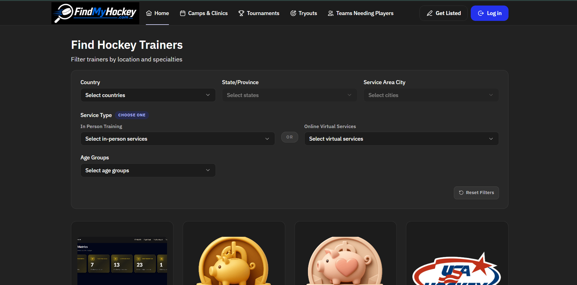 Hockey Trainer Marketplace & Subscription Platform feature image