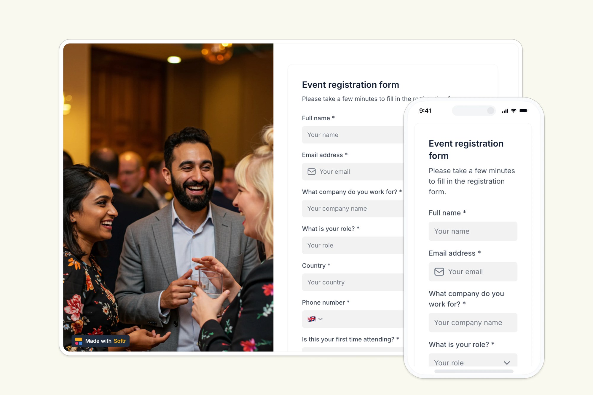 Event registration form template