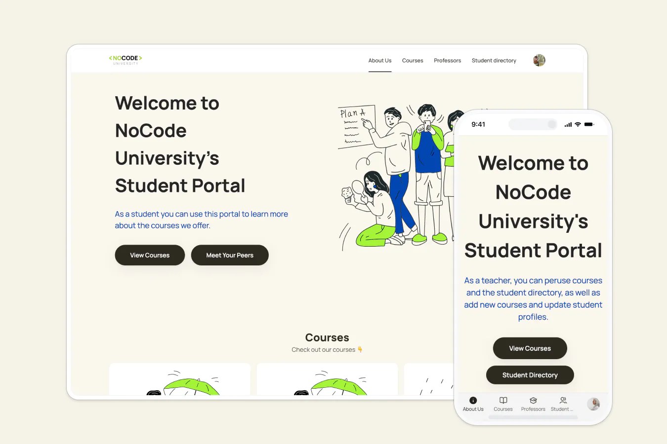 Google Sheets student portal template