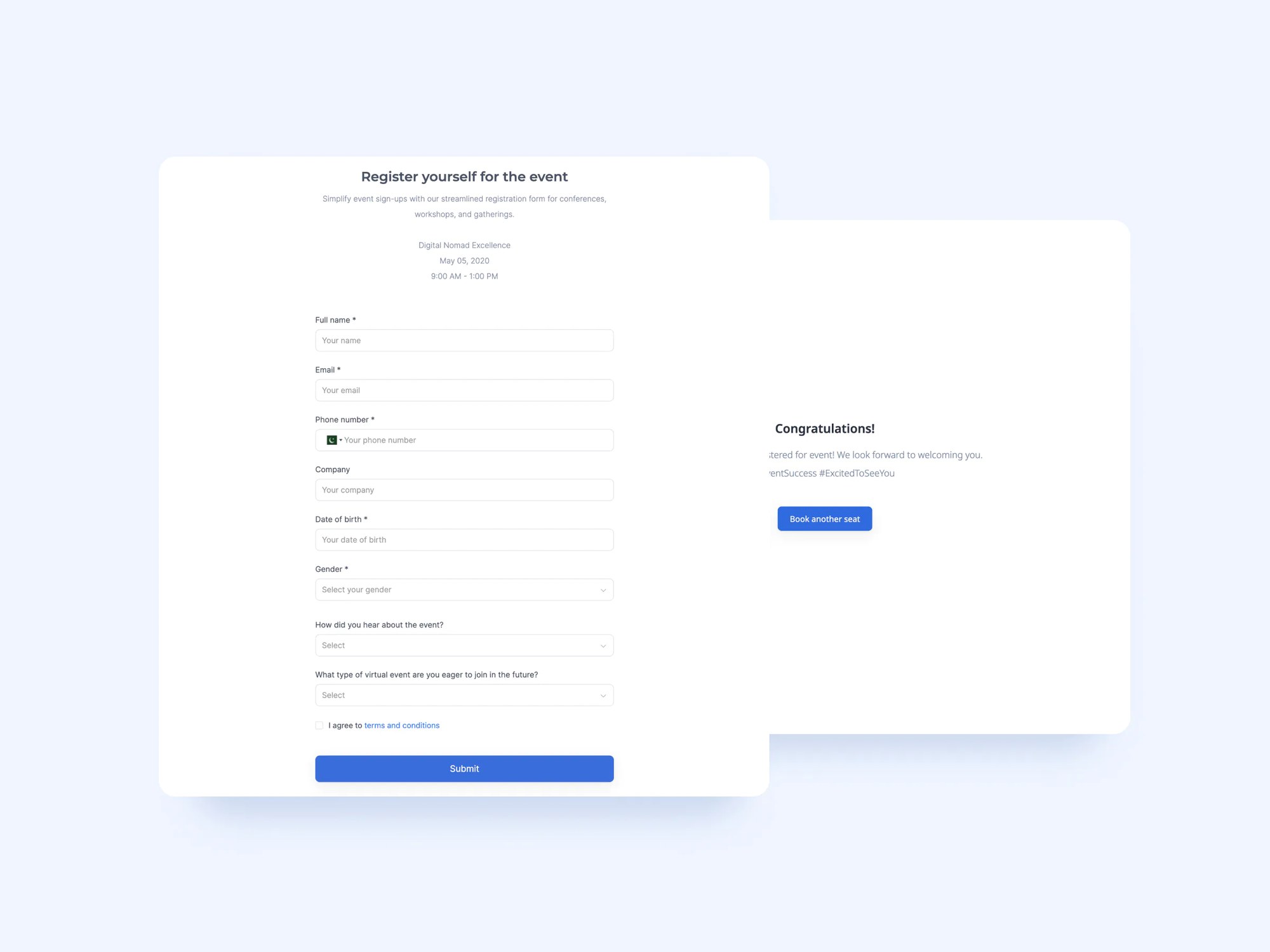 Registration Form template