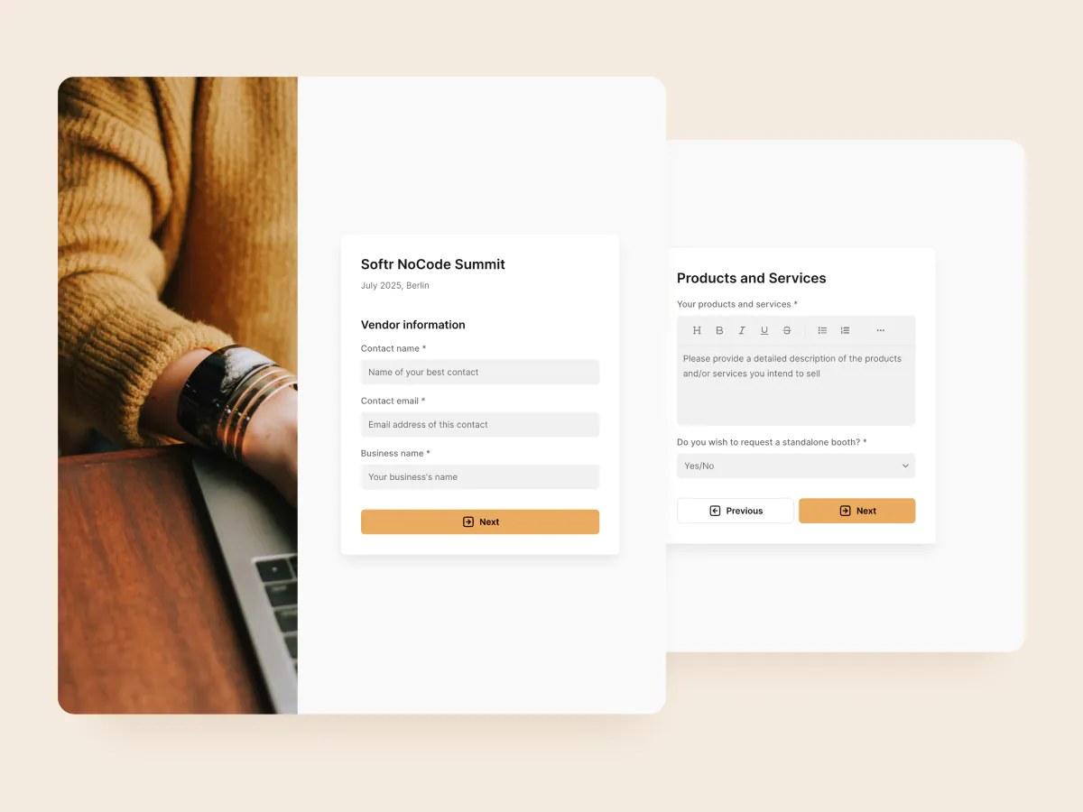 Vendor Application Form template