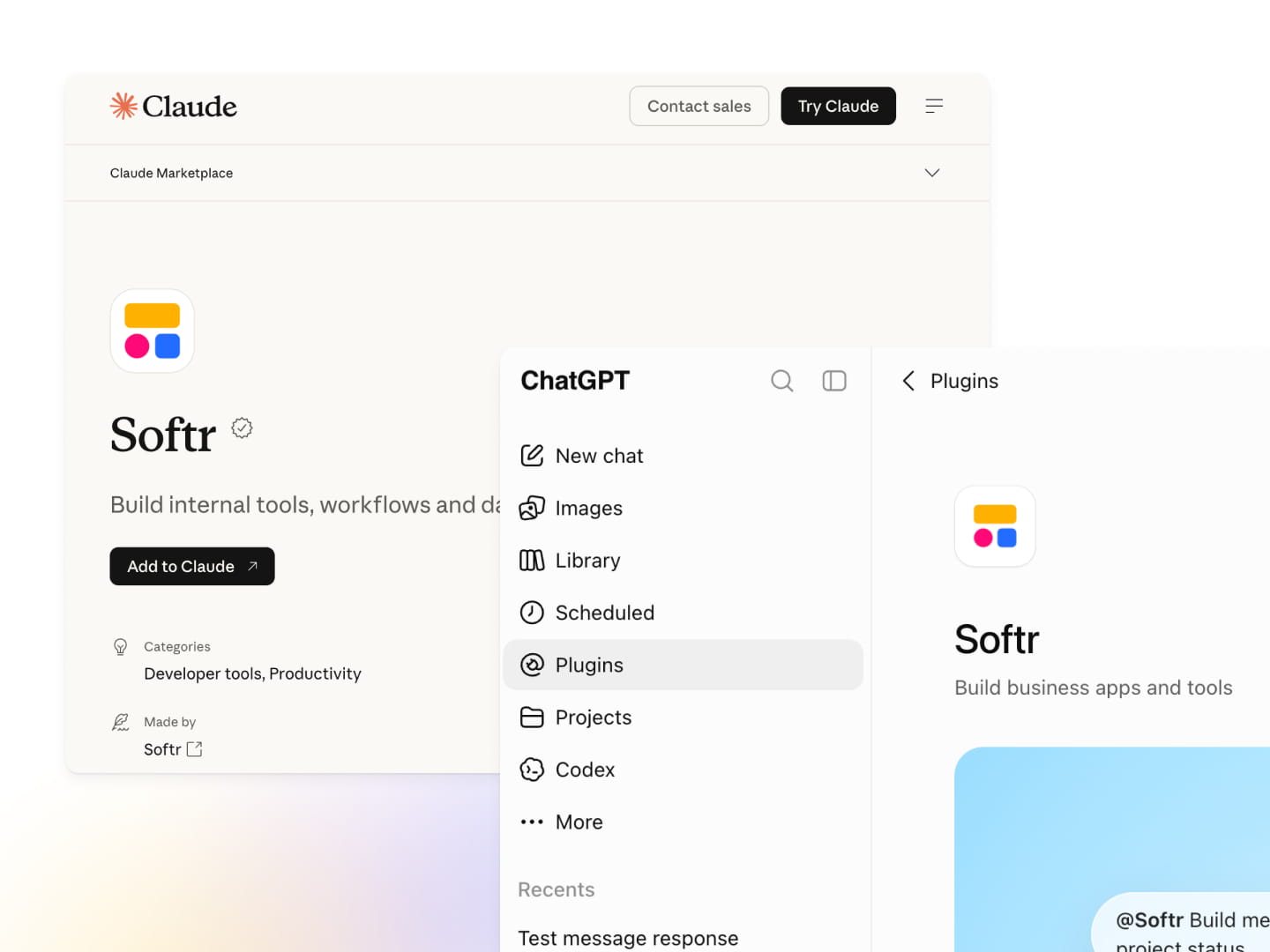Softr is now an official connector on Claude & ChatGPT