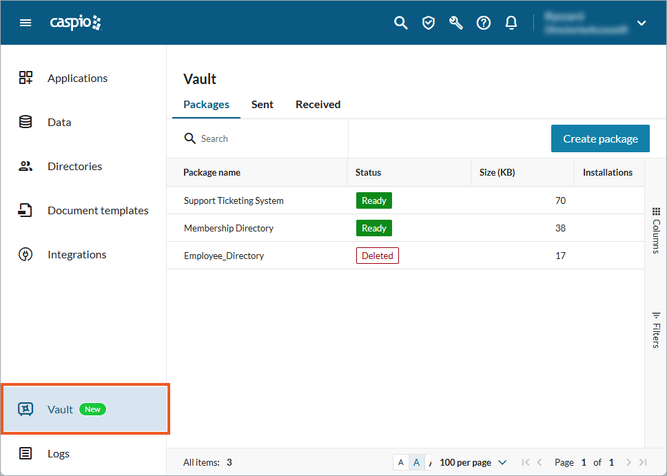 Caspio platform interface for building database-driven business applications
