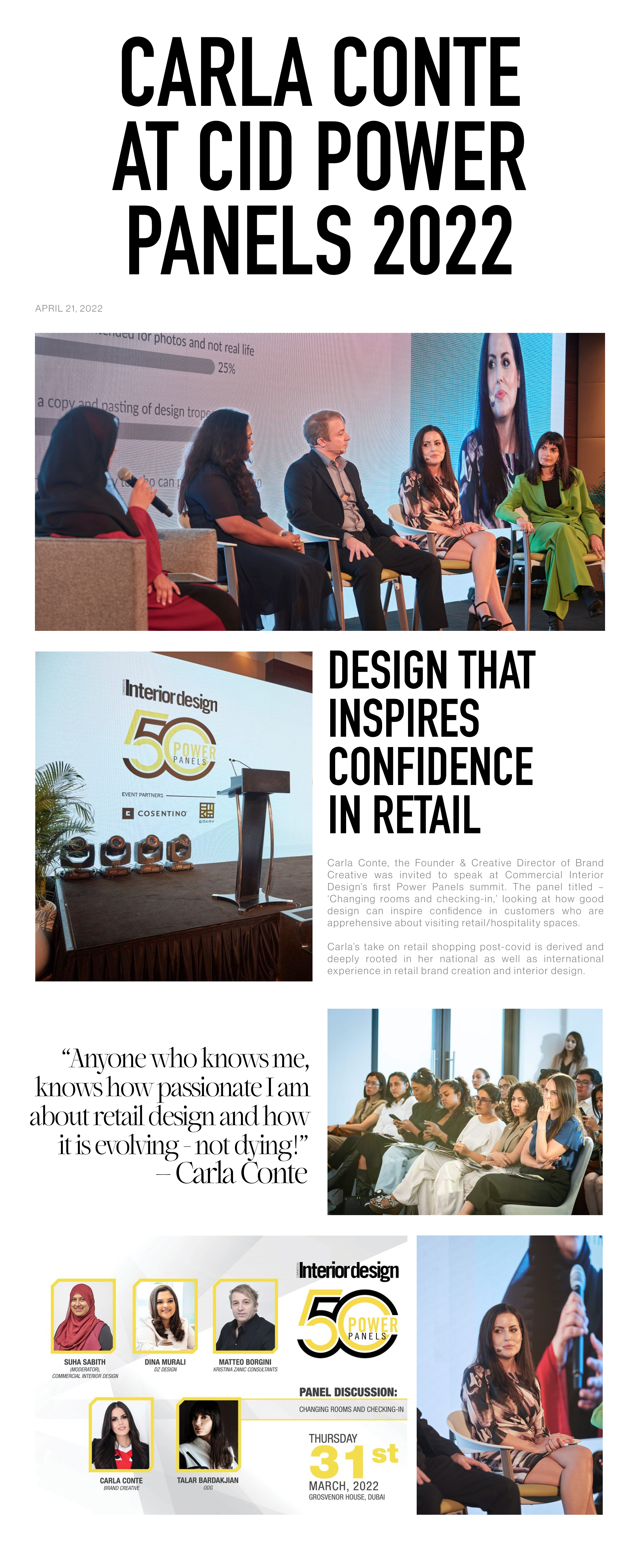 Carla Conte, Brand Creative Founder and Creative Director at Commercial Interior Design's Power Panels 2022