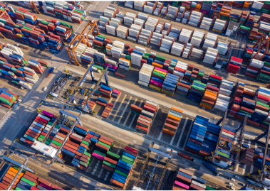 Yard with shipping containers