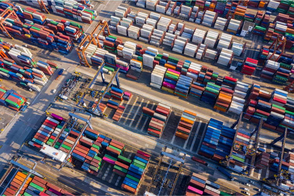 yard with shipping containers