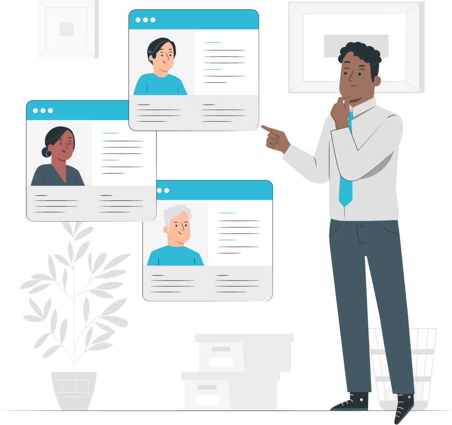 Illustration of candidate profile selection highlighting the impact of AI in recruiting for better decision making