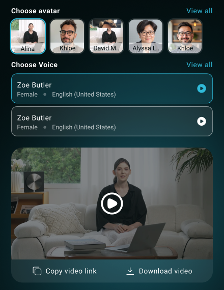 AI recruiting agent enabling  avatar and voice selection for personalized job video creation