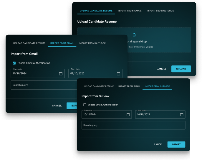 Bulk importing candidates for efficient candidate database management by AI recruiting agent