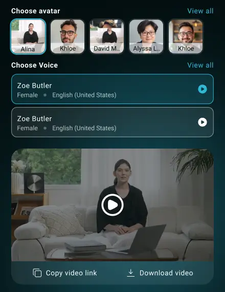 AI recruiting agent enabling  avatar and voice selection for personalized job video creation