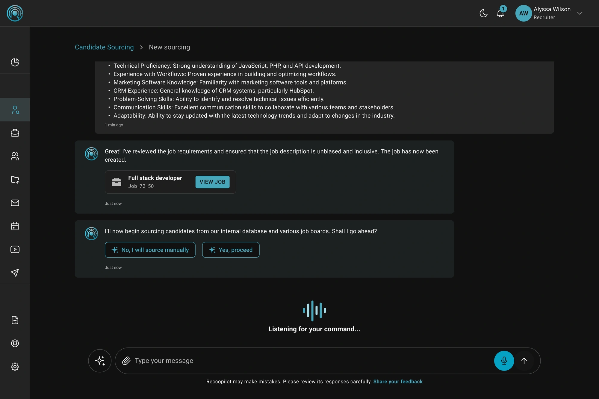 Email-integrated resume import tool for building intelligent talent pools using AI recruiting tools