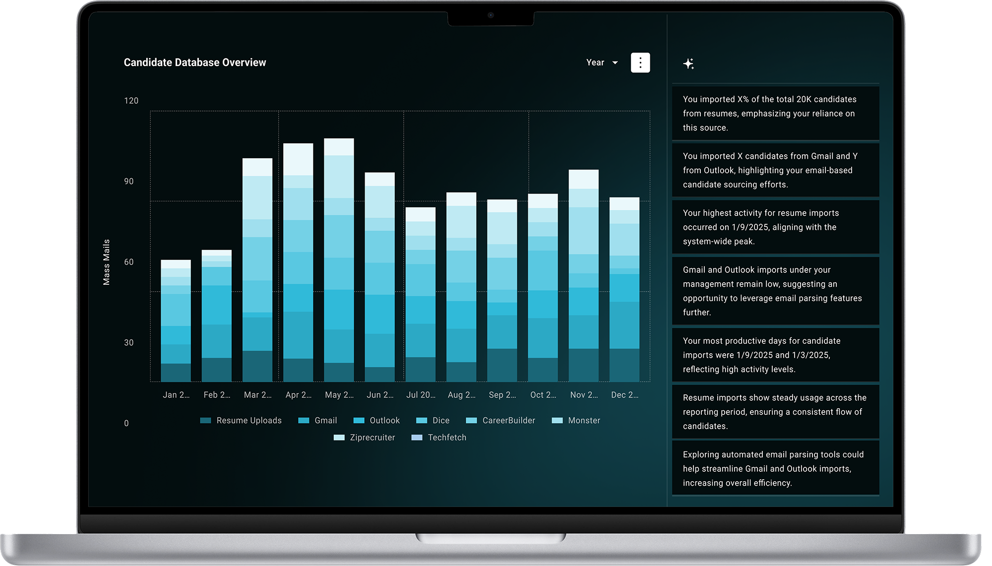 Screen showing Reccopilot's AI powered candidate Database building & management