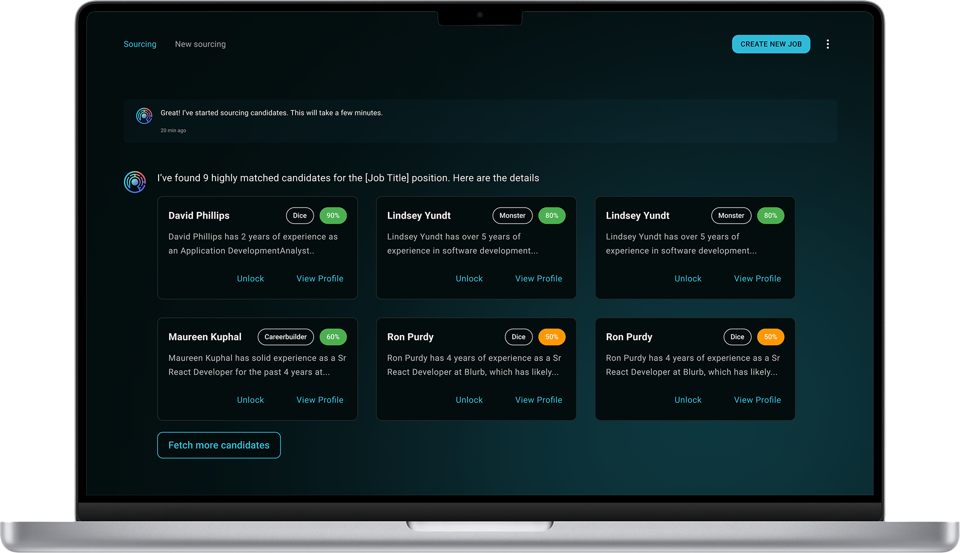 Dashboard showing AI Resume Screening & Assessments by Reccopilot