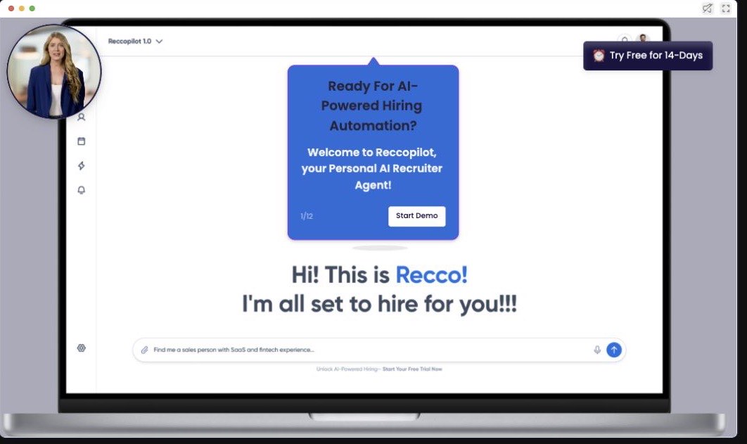 Preview of the Reccopilot interactive AI recruiting product demo