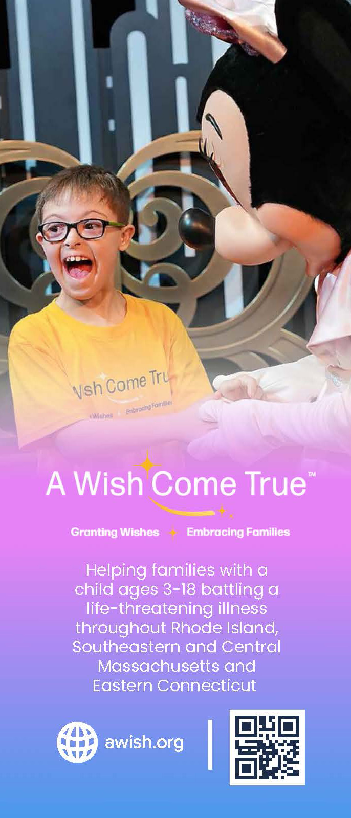 Snapshot of a brochure with A Wish Come True logo on top and a title that reads Dreams are Only a Wish Away with pictures of kids and their family at Disney World.