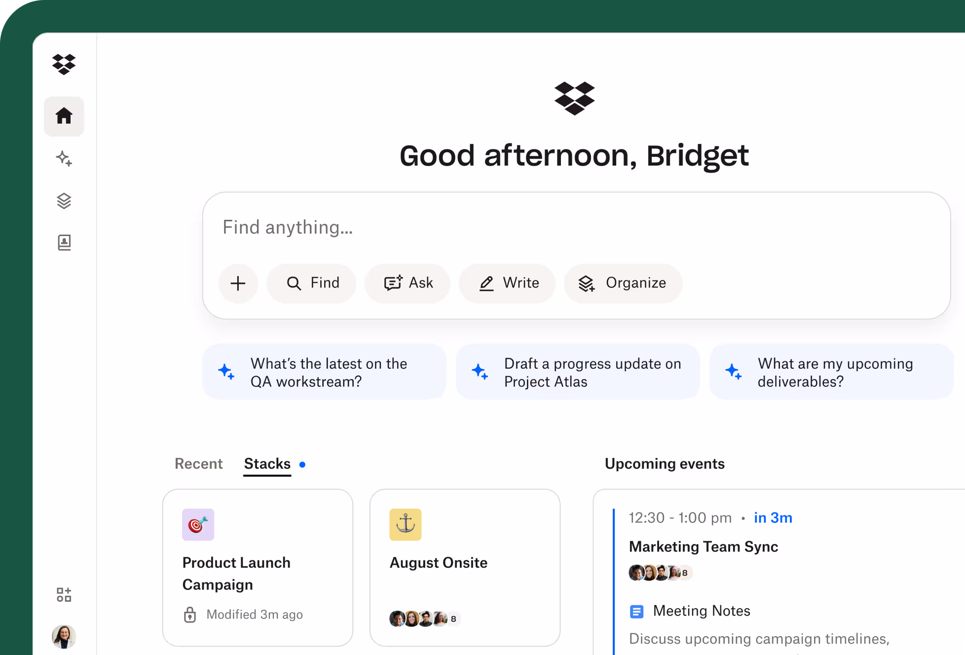 Dropbox Dash homepage