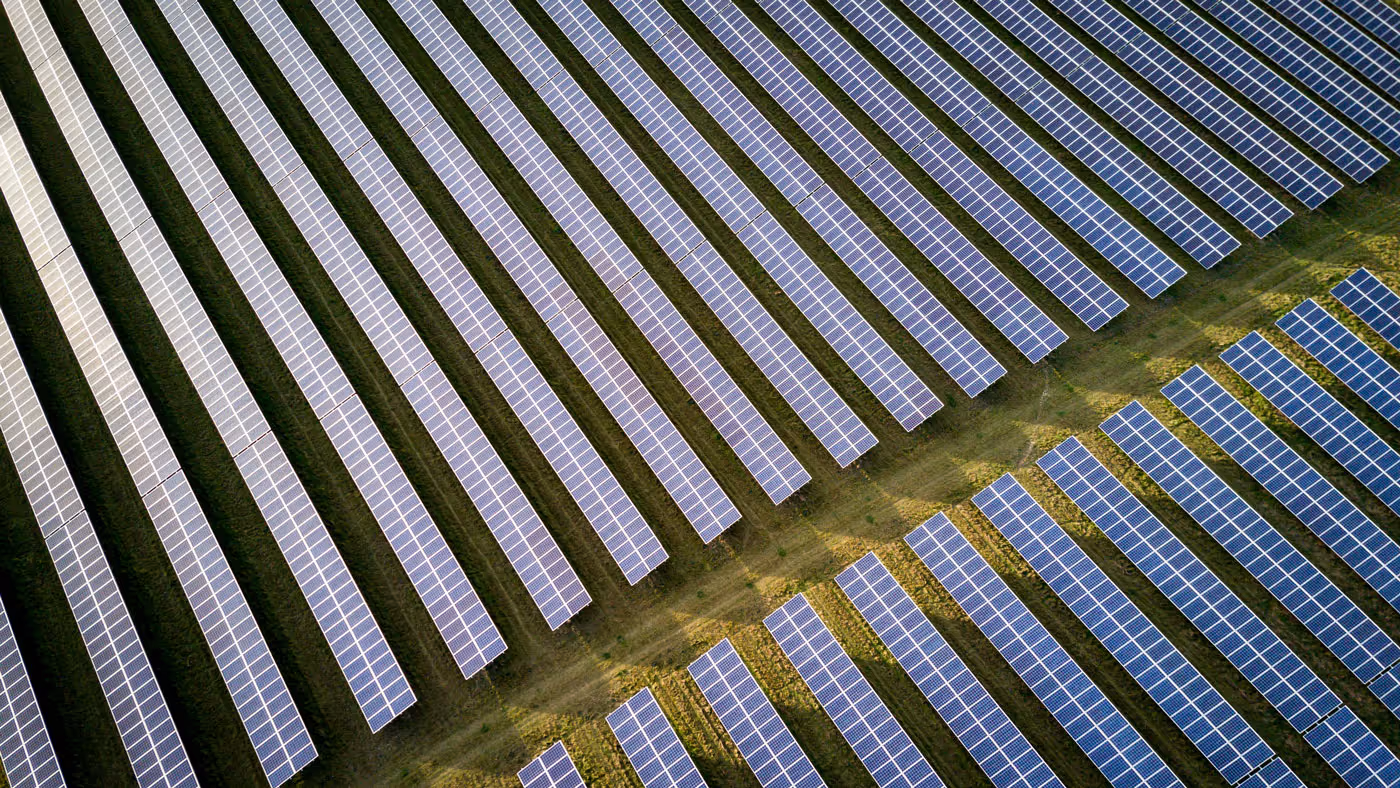 Aerial shot of solar park