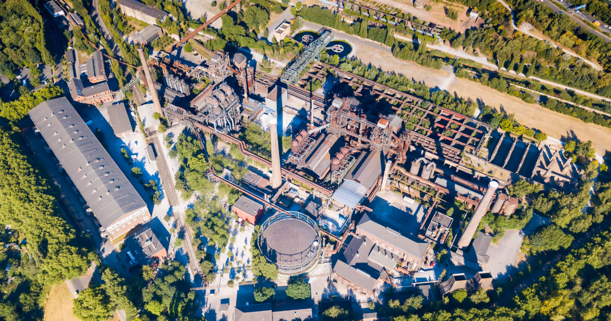 Aerial view of a large industrial facility