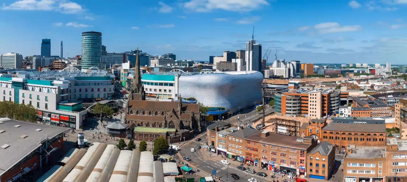 Birmingham UK skyline on a sunny day