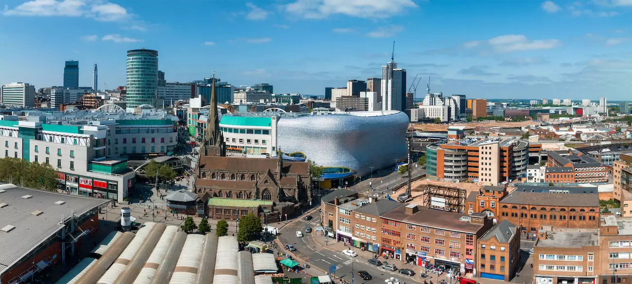 Birmingham UK skyline on a sunny day
