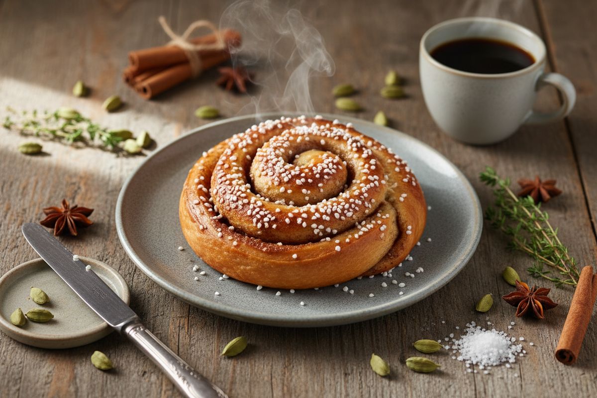 Perinteiset, pehmeät kardemummakierteet runsaalla kardemummatäytteellä – aito suomalainen leivontaherkku kahvipöytään.