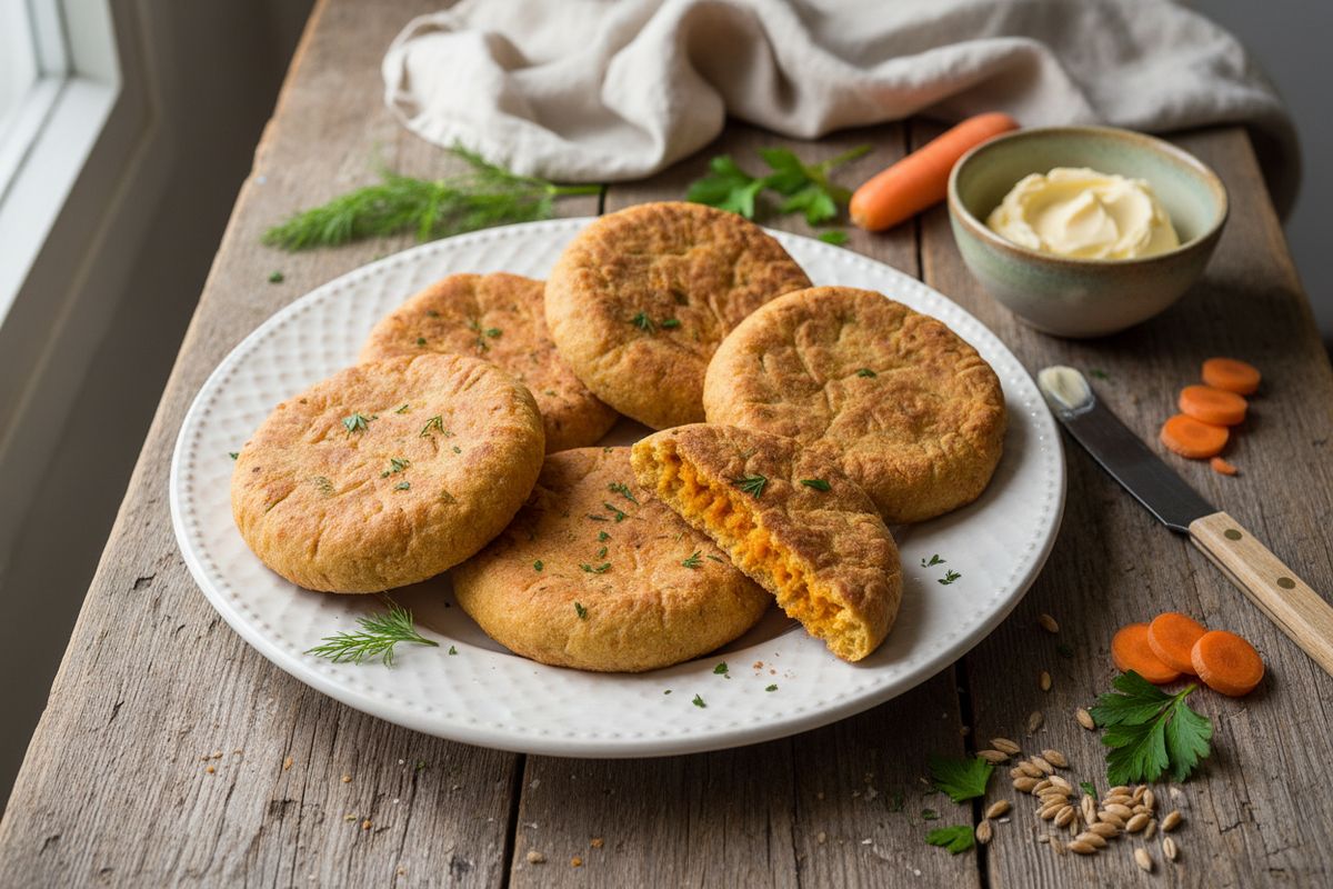 Pehmeät ja mehevät juuresrieskat leivotaan helposti valmiista juuressoseesta – nopea ja rakastettu arjen kotileipä.