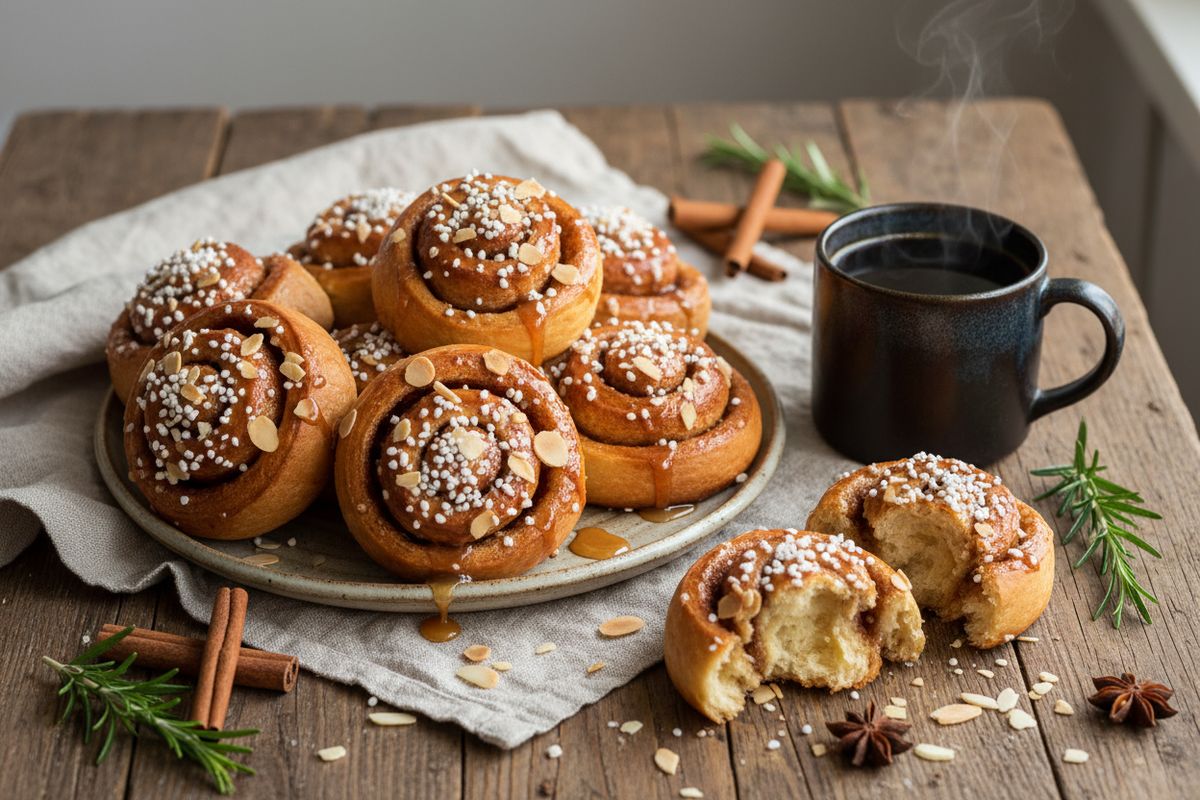 Helpot kinuskikorvapuustit pakastetaikinasta ja kinuskikreemistä – nostalginen kahvipöydän herkku vaivattomasti kotona valmistettuna.