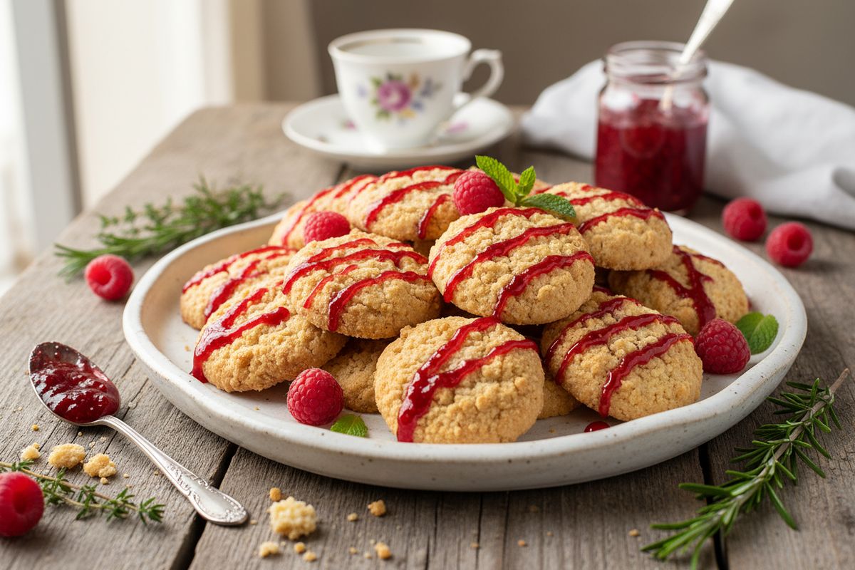 Perinteinen lusikkaleipäohje pehmeällä murokuoritaikinalla ja makealla vadelmamarmeladitäytteellä – aito mummolan maku joka kahvipöytään.