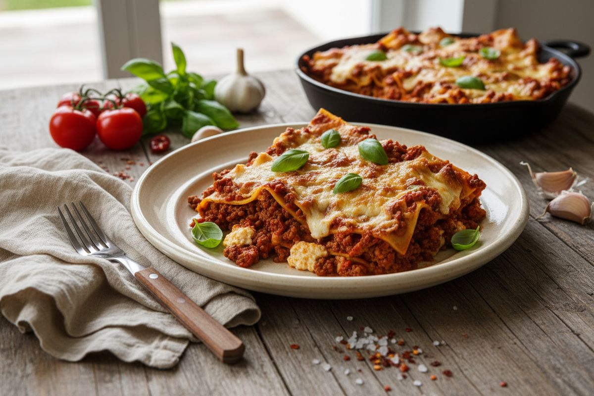 Pannulasagne on helppo ja täyteläinen arkiruoka, joka valmistuu yhdessä pannussa tuttujen raaka-aineiden avulla.