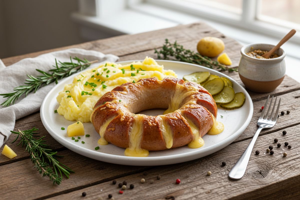 Klassinen uunilenkki juustolla ja sinapilla on helppo ja nostalginen kotiruoka, joka maistuu koko perheelle.