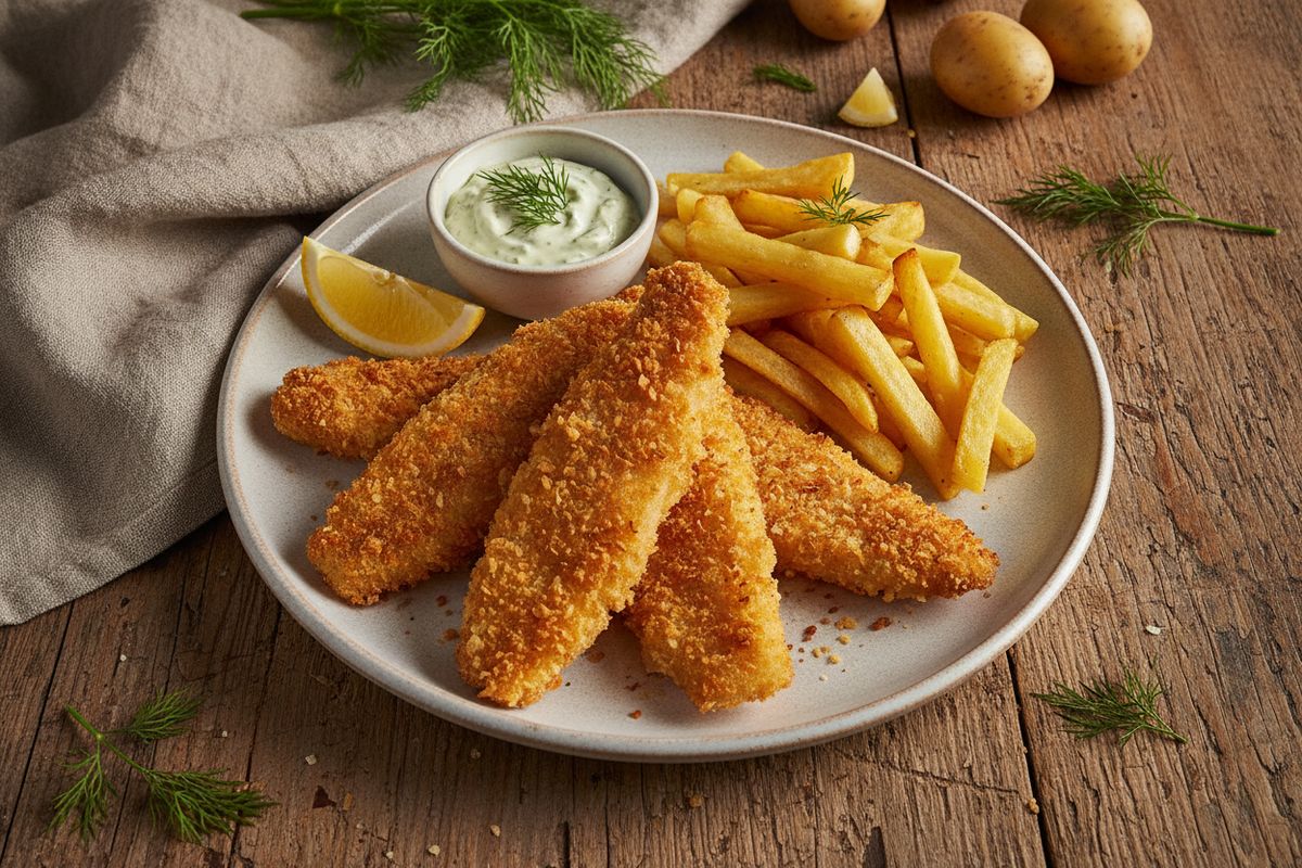 Kotimaiset sipsiahvenet sour cream & onion -kuorrutteella ja raikas tillimajoneesi – herkullinen suomalainen versio fish & chipsistä.