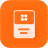 White five-dot grid icon above a horizontal line on an orange rounded square background.