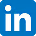 LinkedIn social media icon with white 'in' letters on a blue background.