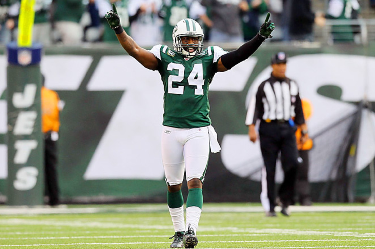 Darrelle Revis (24) tijdens een NFL wedstrijd als New York Jet.