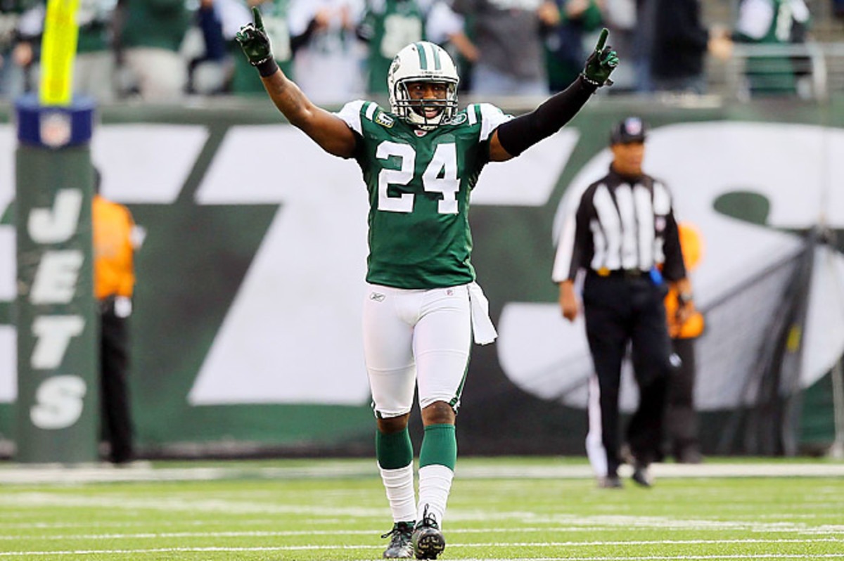Darrelle Revis (24) tijdens een NFL wedstrijd als New York Jet.