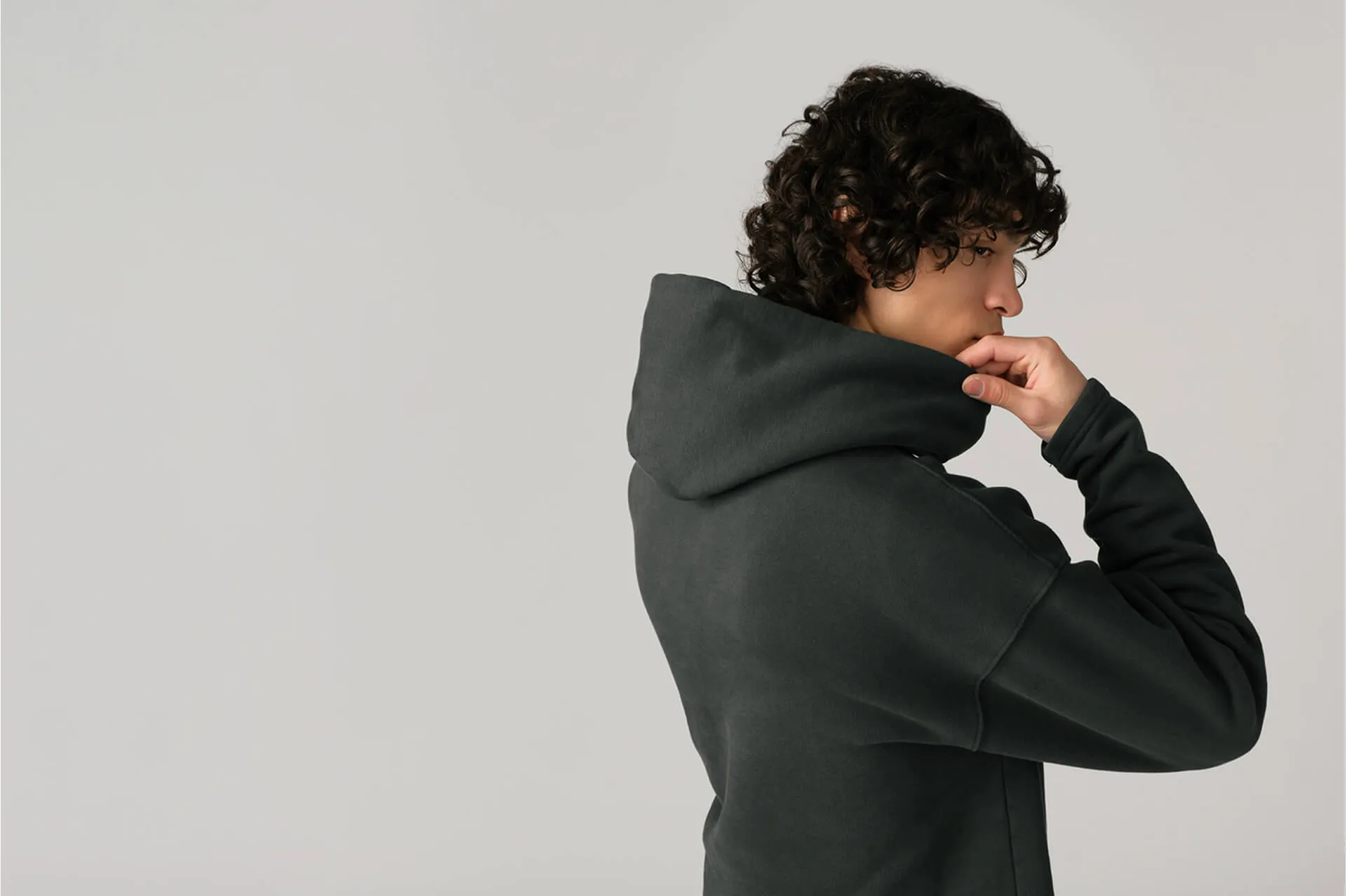 Man wearing Bioblanks sweatshirt