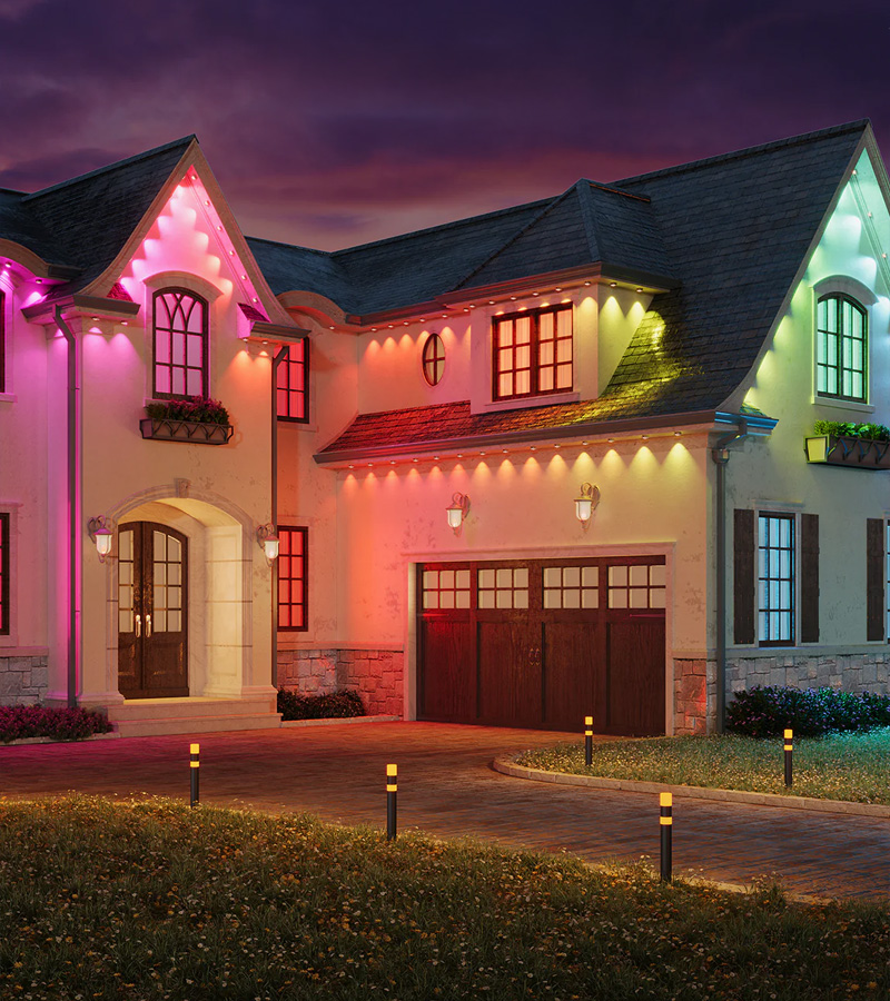 Permanent smart lighting installation on a Cincinnati home using InvisiLight and Govee systems