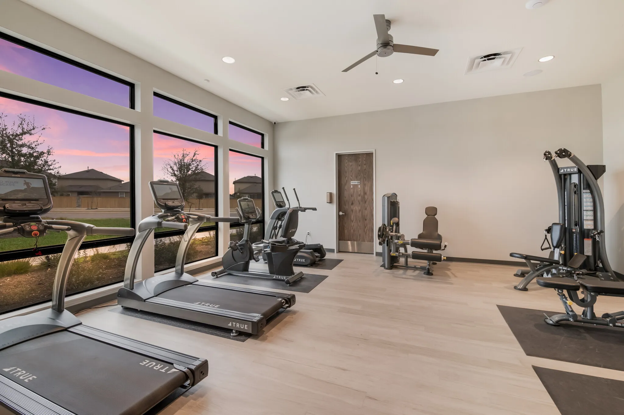 gym with treadmills